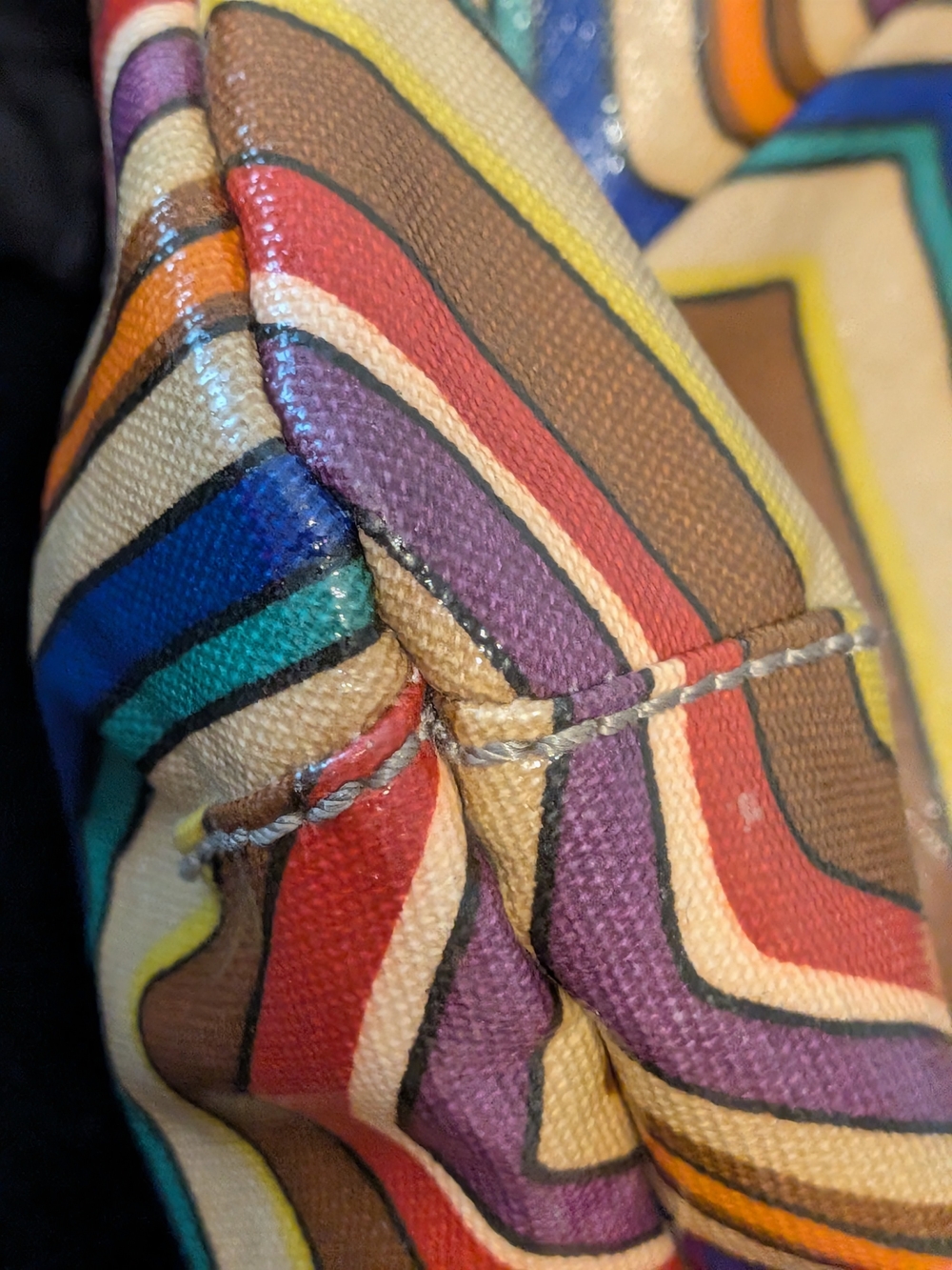 Fossil Chevron Multi-Color Crossbody Bag with Blue Top Panel - Picture 5 of 12